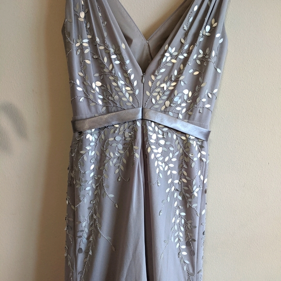 NWOT Le Chateau Silver Beaded Gown - Picture 8 of 13
